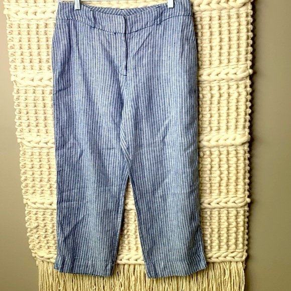 Chico’s Blue Linen Striped Wide Leg Pants - Picture 4 of 8